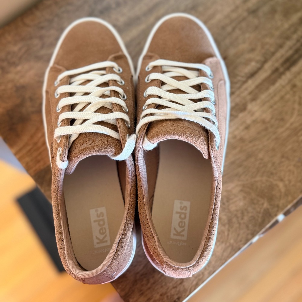 Keds Jump Kick Duo Women Size 8 Tan Suede Platform Sneaker Lace Up Casual Preppy - Picture 10 of 10